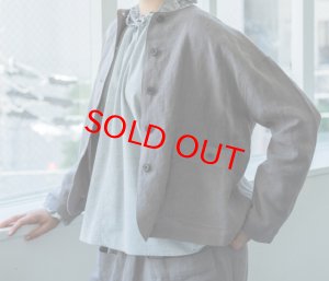 画像1: YARRA 　リネンノーカラージャケット　80；グレー　FREE (1)