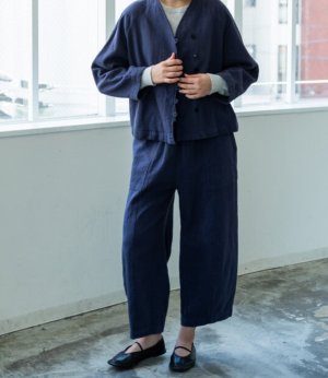 画像1: YARRA 　甘撚りツイルパネルラインパンツ　　55；ネイビー　　FREE (1)