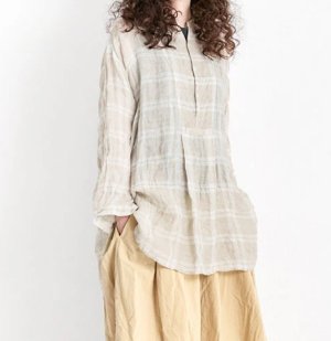画像6: Veritecoeur       　リネンチェックヨークシャツ　　サイズ；F (6)