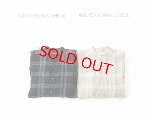 画像1: Veritecoeur       　リネンチェックヨークシャツ　　サイズ；F (1)