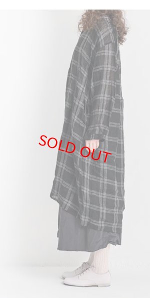 画像3: Veritecoeur       リネンチェックスキッパーワンピース　　サイズ；F (3)