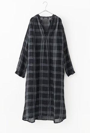 画像2: Veritecoeur       リネンチェックスキッパーワンピース　　サイズ；F (2)
