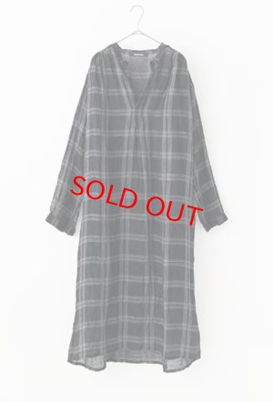 画像2: Veritecoeur       リネンチェックスキッパーワンピース　　サイズ；F (2)
