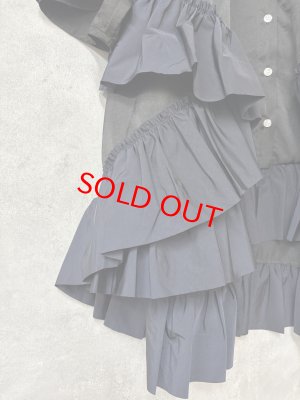 画像2: ??nunuforme 　 ボリュームフリルシャツ　　BLACK (2)