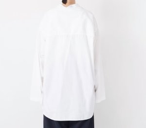 画像3: veritecoeur    ユニセックススタンドカラーシャツ　　White (3)