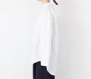 画像2: veritecoeur    ユニセックススタンドカラーシャツ　　White (2)