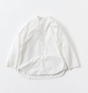 画像1: veritecoeur    ユニセックススタンドカラーシャツ　　White (1)