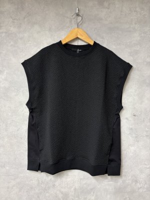 画像1: ヴァンブラン vent blanc　　幾何学JQ*ブロードコンビベスト　　BLACK　サイズ；F　 (1)