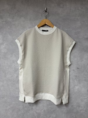 画像1: ヴァンブラン vent blanc　　幾何学JQ*ブロードコンビベスト　　G.BEIGE　サイズ；F　 (1)