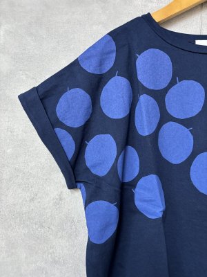 画像2: NATURAL LAUNDRY  　空紡天竺リンゴpt ドルマンT　　480；ネイビー　サイズ2 (2)