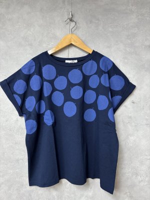 画像1: NATURAL LAUNDRY  　空紡天竺リンゴpt ドルマンT　　480；ネイビー　サイズ2 (1)