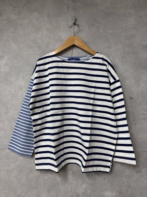 画像1: NATURAL LAUNDRY  　パネルBDバイカラープルオーバー　　452；ブルー系　サイズ2 (1)
