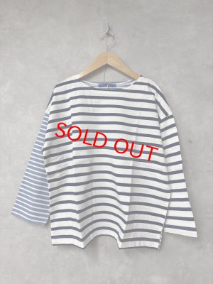 画像1: NATURAL LAUNDRY  　パネルBDバイカラープルオーバー　　452；ブルー系　サイズ2 (1)