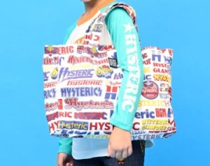 画像3: HYSTERIC MINI 　LOGO COLLAGE総柄 横長トートバッグ　　04；ホワイト系 (3)