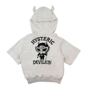 画像2: HYSTERIC MINI 　DEVILKIN つの付き 半袖裏毛 パーカー　　16；オートミール (2)