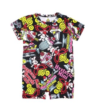 画像1: MY FIRST HYSTERIC　　HYSTERIC MINI SWEETS PARLOR総柄　ショートオール　　14；ブラック系　サイズ；80cm (1)