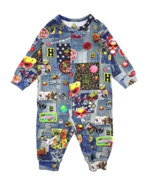 画像1: MY FIRST HYSTERIC　　SCRATCH DENIM総柄 裏毛カバーオール　　49；インディゴ　サイズ；FREE (1)