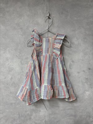 画像1: 2026春夏　FITH  　ベビーニジュウオリストライプ　フリルワンピース　6；ピンク (1)