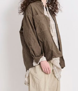 画像1: Veritecoeur   ガーメントダイシャツ　　brown   サイズ；F (1)