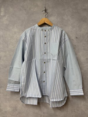 画像1: YARRA NEU　SIDGRAS切り替えストライプシャツ　	53_SAX STRIPE　　サイズ；FREE (1)