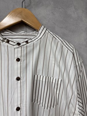 画像2: YARRA NEU　SIDGRAS切り替えストライプシャツ　	 01_WHITE STRIPE　　サイズ；FREE (2)