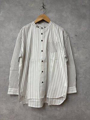 画像1: YARRA NEU　SIDGRAS切り替えストライプシャツ　	 01_WHITE STRIPE　　サイズ；FREE (1)