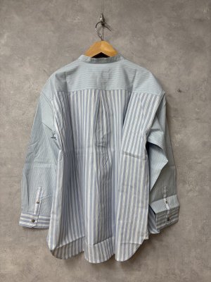 画像4: YARRA NEU　SIDGRAS切り替えストライプシャツ　	53_SAX STRIPE　　サイズ；FREE (4)