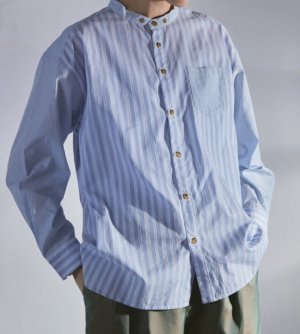 画像5: YARRA NEU　SIDGRAS切り替えストライプシャツ　	53_SAX STRIPE　　サイズ；FREE (5)