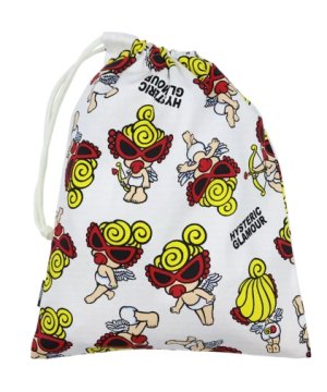 画像2: Hystericmini  ANGEL MINI総柄 巾着　　04；ホワイト系 (2)