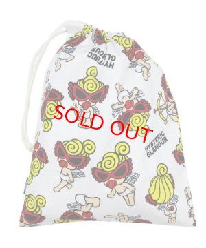 画像2: Hystericmini  ANGEL MINI総柄 巾着　　04；ホワイト系 (2)