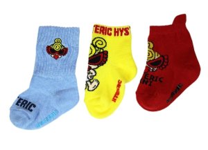 画像1: ☆STANDARD MINI FACE ベビー3Pソックス　　90；マルチ (1)