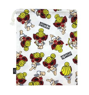 画像1: Hystericmini  ANGEL MINI総柄 巾着　　04；ホワイト系 (1)