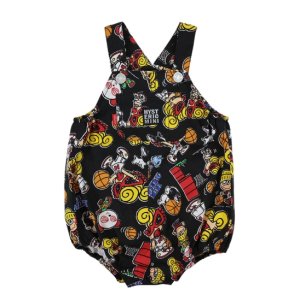 画像1: MY FIRST HYSTERIC　　HYSTERIC MINI HOOPS総柄 サロペット       14；ブラック系　　サイズ；M(90cm) (1)