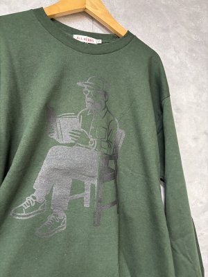 画像2: ALL HOURS 　　6.0oz MIDI WEGHT L/S TEE BOOK LOVER    C.GREEN    サイズ；1 (2)