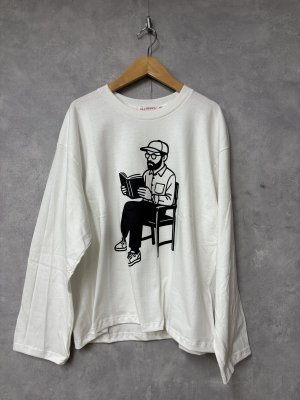 画像1: ALL HOURS 　　6.0oz MIDI WEGHT L/S TEE BOOK LOVER     A.WHITE    サイズ；1 (1)