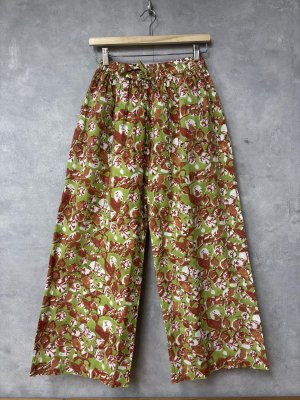 画像1: LILOU+LILY 　BLOCK PRINT WIDE PANTS  　　B.KHAKI　size:38 (1)