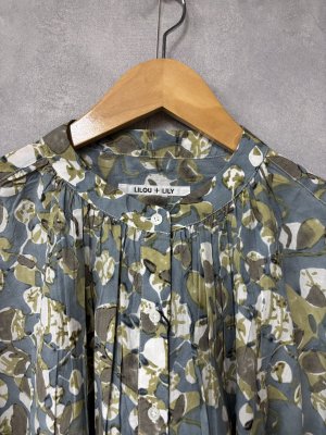 画像2: LILOU+LILY 　BLOCK PRINT BLOUSES  　　A.BLUE　size:38 (2)