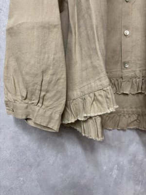 画像2: grin　40リネン裾フリル羽織シャツ　　610；ベージュ 　　サイズ；2 (2)