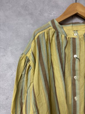 画像2: LILOU+LILY 　SHUTTLE NOTES STRIPE＆CHECK  BLOUSES   A.YELLOW STRIPE    size:38 (2)