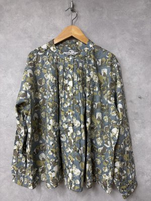 画像1: LILOU+LILY 　BLOCK PRINT BLOUSES  　　A.BLUE　size:38 (1)