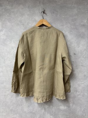 画像3: grin　40リネン裾フリル羽織シャツ　　610；ベージュ 　　サイズ；2 (3)