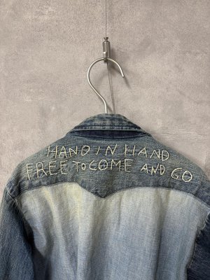 画像4: 2026春夏 　DENIMDUNGAREE　8OZデニム ウエスタン シャツ　　14；ブルー (4)