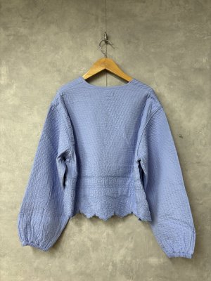 画像3: douxbleu　Boutis Stitch ショートボレロ　50；ブルー　サイズ；FREE (3)