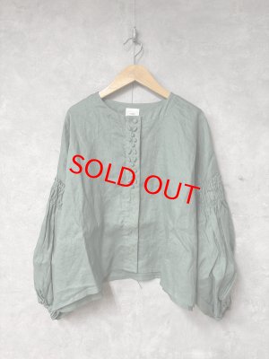 画像1: YARRA 　ビーズ刺繍リネンブラウス　30；グリーン　FREE (1)