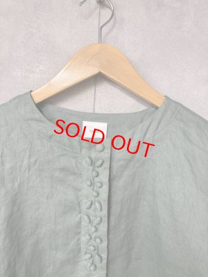 画像2: YARRA 　ビーズ刺繍リネンブラウス　30；グリーン　FREE (2)