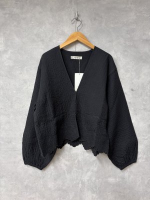 画像1: douxbleu　Boutis Stitch ショートボレロ　99；ブラック　サイズ；FREE (1)