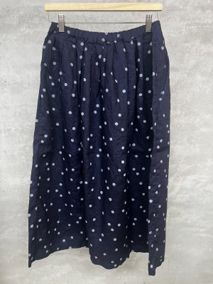 画像3: NATURAL LAUNDRY 　リネンDタックスカート　　484；ネイビー　　サイズ2 (3)