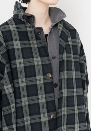 画像3: Veritecoeur 　　 ショートコート 　　NAVY CHECK　　  サイズ；F (3)