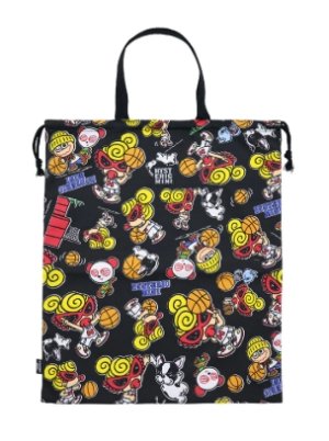 画像1: MY FIRST HYSTERIC　　HYSTERIC MINI HOOPS総柄 体操着入れ　　14；ブラック系　　サイズ；FREE約40×35cm (1)