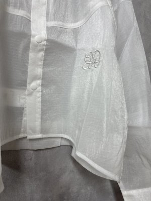 画像2: 2026春夏　groovycolors  リップストップ シアータフタ ヘンケイ シャツ　　1；白 (2)